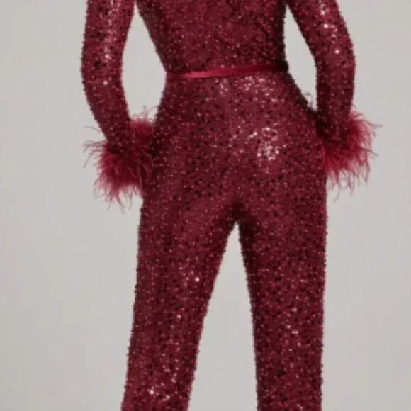 Nadine Merabi Rachel Red Jumpsuit Size S/M - Picture 2 of 7